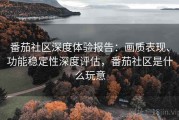 番茄社区深度体验报告：画质表现、功能稳定性深度评估，番茄社区是什么玩意
