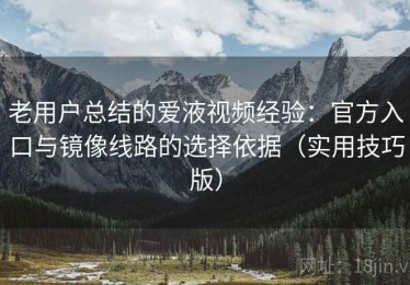 老用户总结的爱液视频经验：官方入口与镜像线路的选择依据（实用技巧版）