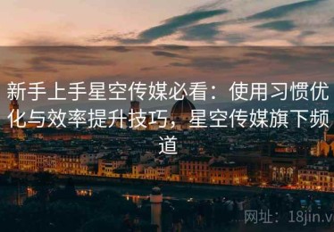 新手上手星空传媒必看：使用习惯优化与效率提升技巧，星空传媒旗下频道
