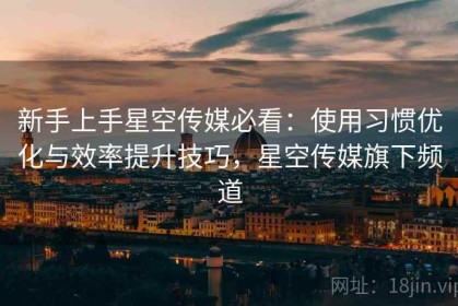 新手上手星空传媒必看：使用习惯优化与效率提升技巧，星空传媒旗下频道