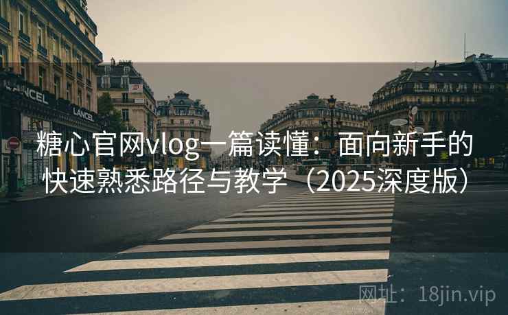 糖心官网vlog一篇读懂：面向新手的快速熟悉路径与教学（2025深度版）