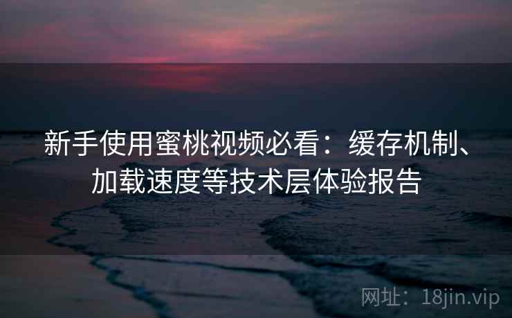 新手使用蜜桃视频必看:缓存机制、加载速度等技术层体验报告 新手使用蜜桃视频必看:缓存机制、加载速度等技术层体验报告