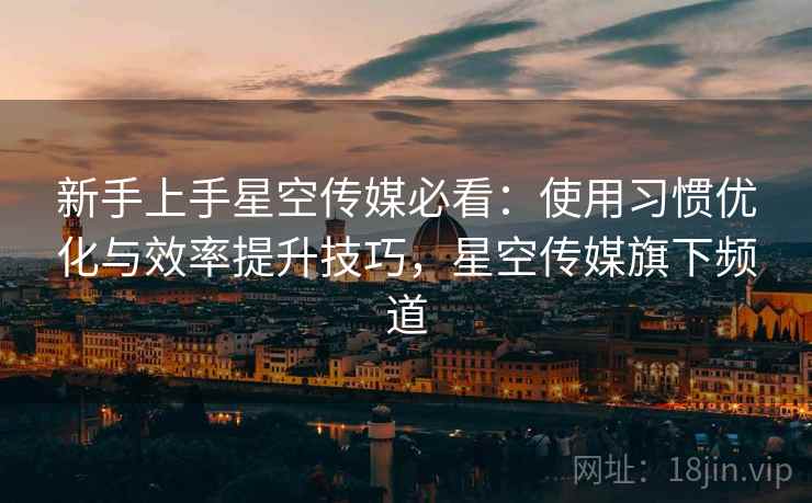 新手上手星空传媒必看：使用习惯优化与效率提升技巧，星空传媒旗下频道