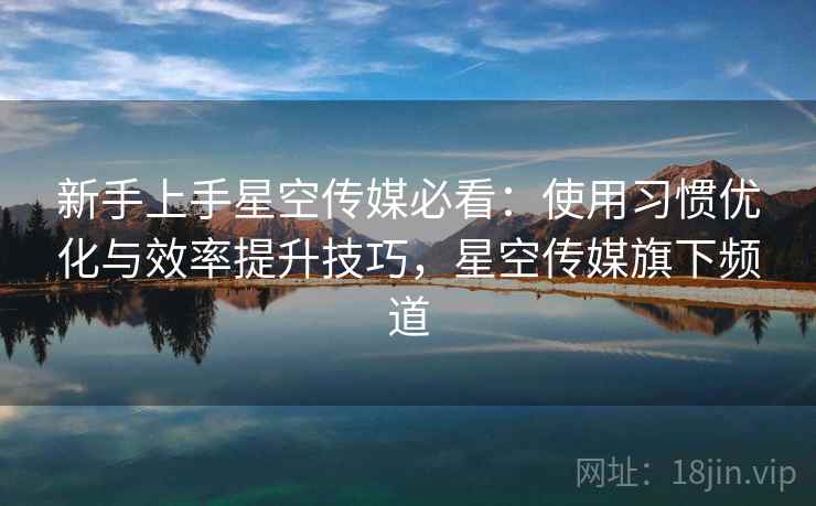 新手上手星空传媒必看：使用习惯优化与效率提升技巧，星空传媒旗下频道